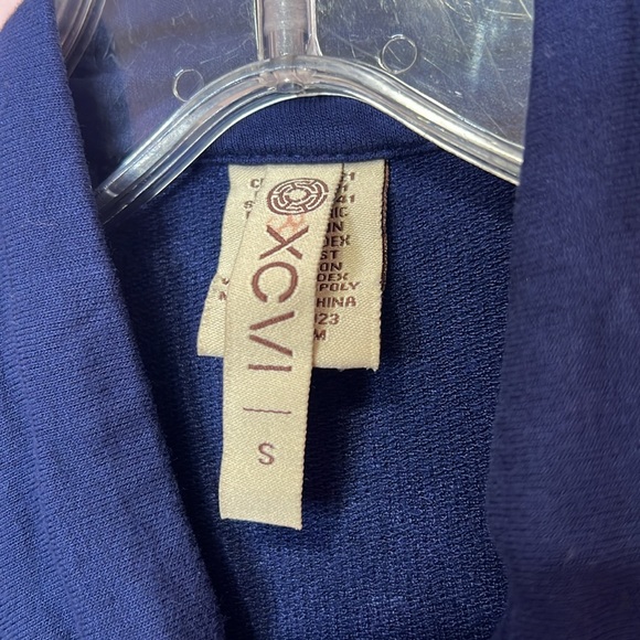 XCVI Navy Embroidred Zip Up Boho Jacket. Size S - Picture 4 of 8